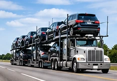 Auto transport carrier hauling passenger vehicles